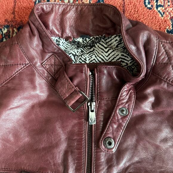 Bod & Christensen S Burgundy Butter Soft Leather Moto Style Jacket AMAZING - Picture 8 of 12